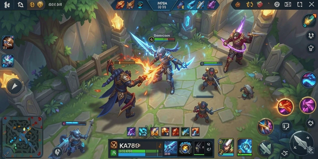 Tangkapan layar utama KA789 menunjukkan aksi pertarungan seru dalam format MOBA.