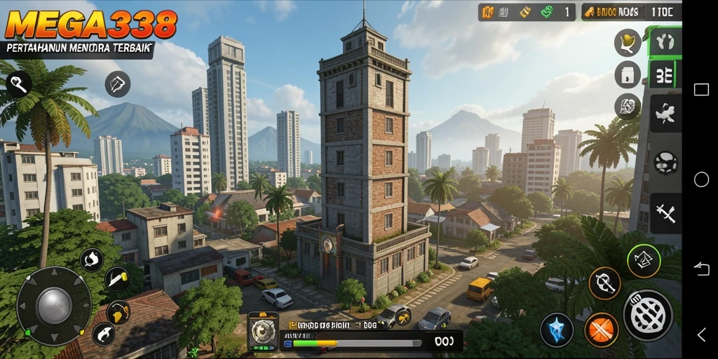 Gameplay MEGA338 yang intens dan penuh strategi pada Tower Defense.