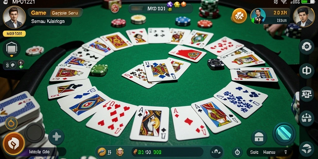 Tampilan gameplay seru dari MPO1221 dengan fitur Gaple menarik.