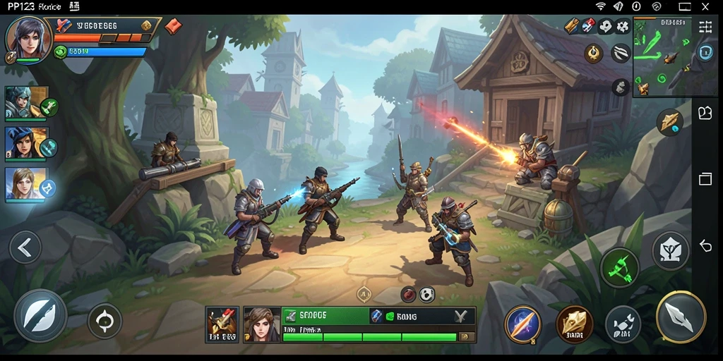 Screenshot PP123 menampilkan aksi pertempuran yang seru dan strategis.