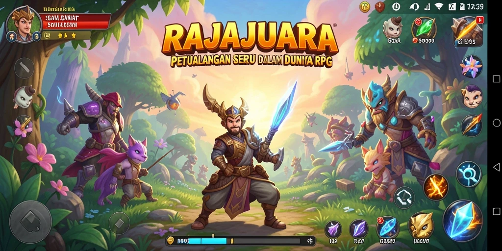 Screenshot utama RAJAJUARA menampilkan aksi pertarungan yang seru dalam dunia RPG.