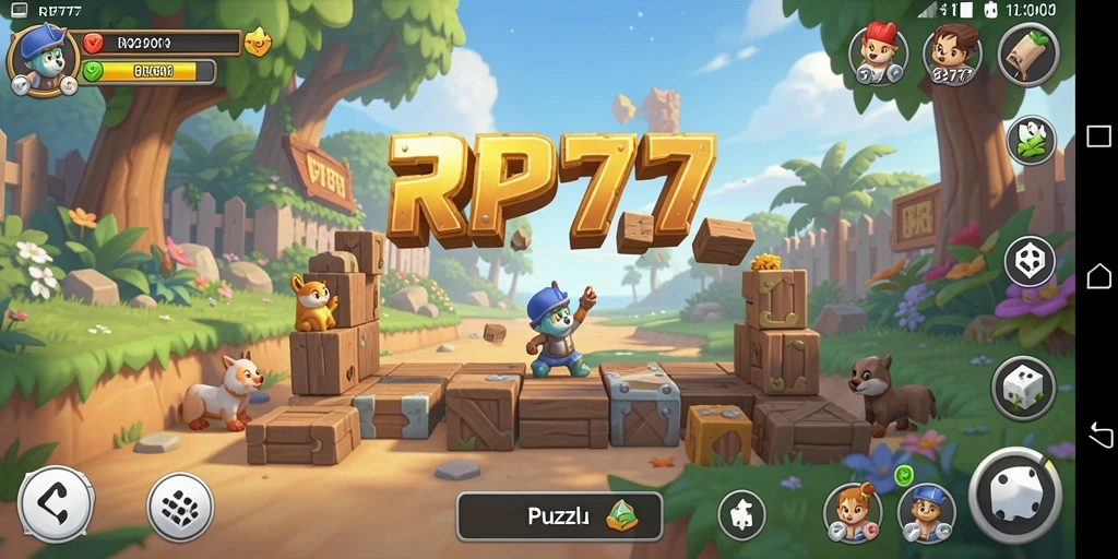 Tampilan gameplay RP777 dengan berbagai tantangan Puzzle yang menarik.